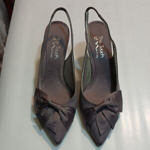 Touch of Nina Satin Bow Grey Slingback Heels